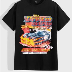 Vintage black t-shirt with race car on the front